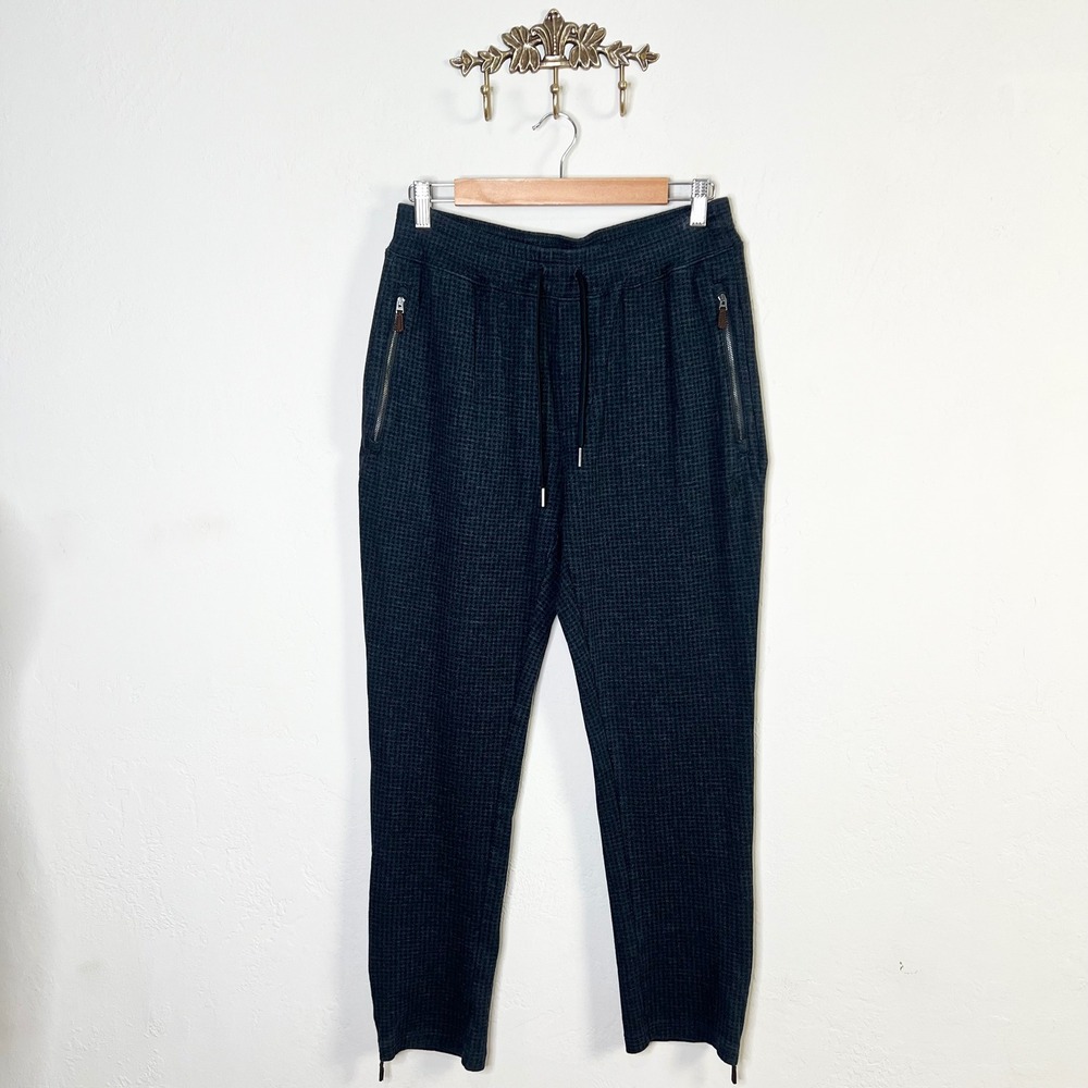 Polo Ralph Lauren Jogger Pants Houndstooth Mens Size Small Charcoal Grey Zipper